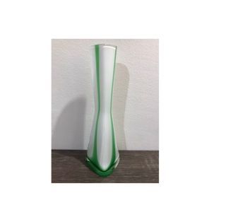 White and green art glass vase