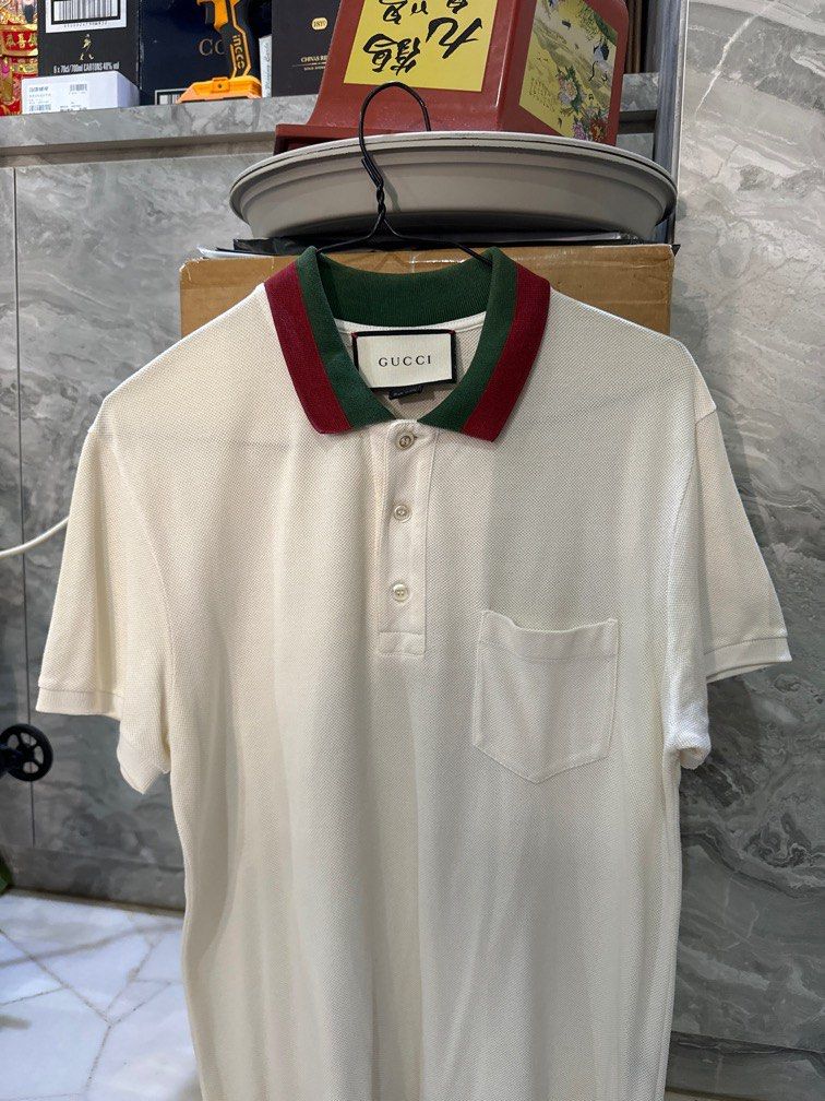 Vintage White Gucci Men s Polo Shirt Luxury Apparel on Carousell