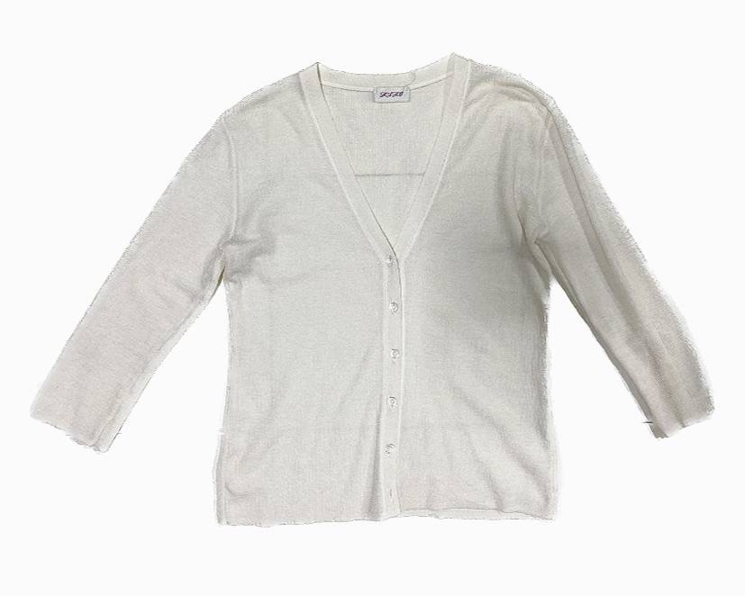 white translucent cardigan