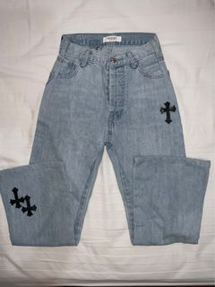 Wide leg jeans cross patches