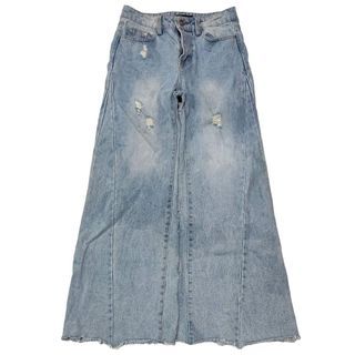 Y2k Aru Lightwashed Distressed Wideleg/Baggy Jeans