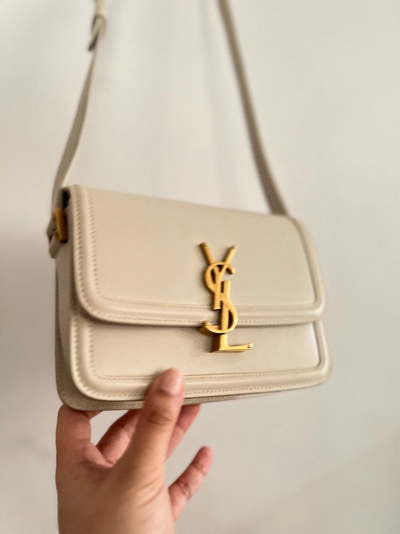 YSL Solferino in Blanc Vintage (Category: Luxury Bags & Wallets) located in Rizal. Submitted by pink.dreams (Listing ID 1300995366, Image 2). Description: Ultimate dream bag 🤍 10000% guaranteed authentic YSL Solferino Small in the perfect shade of white Blanc Vintage So pretty and so durable! Barely has any signs of usage Comes with Legit Grails certificate .