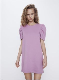 Zara lilac puff sleeves dress