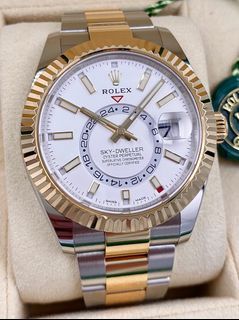 2022 Rolex Sky-Dweller Two Tone 18ct Yellow Gold Intense White Dial 42mm Ref. 326933