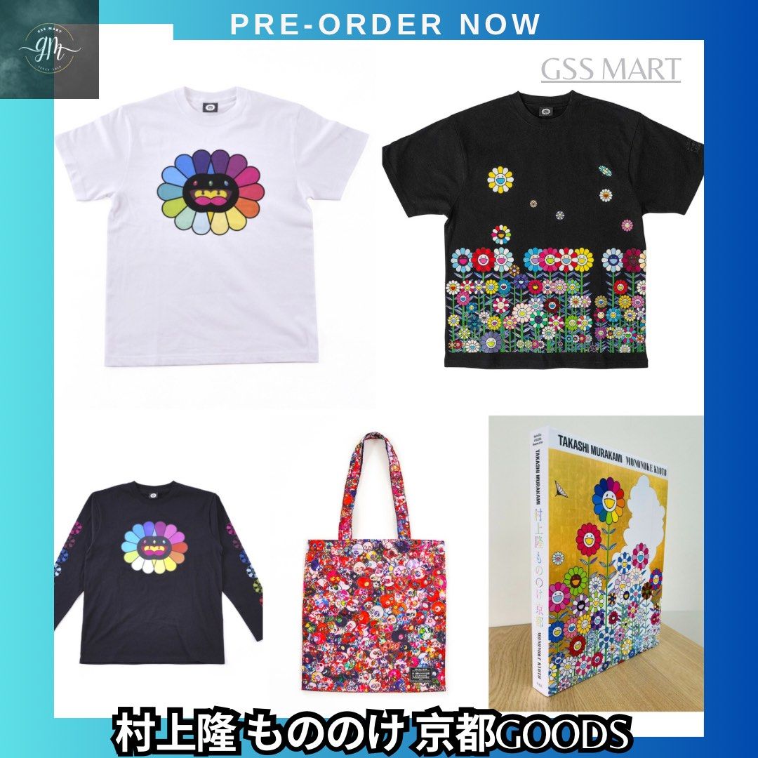 🇯🇵直送代購）村上隆もののけ京都goods 限時團⁉️隨時截單🔸價錢: 金色の空の夏のお花畑Tee黑$539 Mononoke Flower  Tee白$469 Mononoke Flower 長䄂Tee黑$619 図録$599, 男裝, 上身及套裝, T-shirt、恤衫、有領衫-