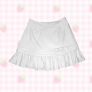 ♡ Coquette Dollette Ruffled Babydoll Cream Bow Skirt ♡
