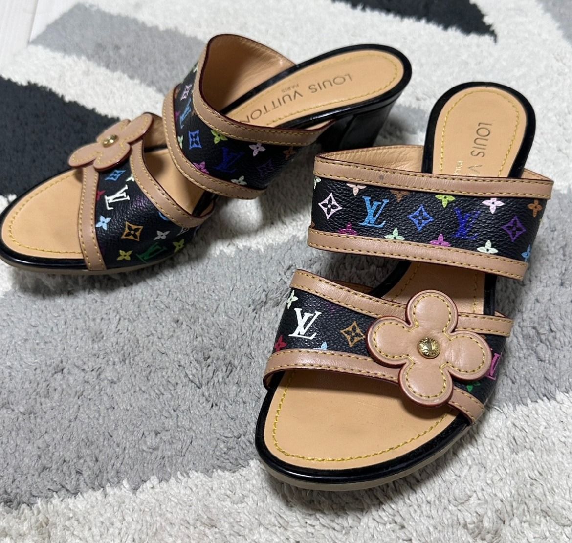 Louis vuitton black sandal heels outlet