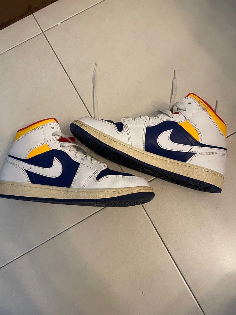 Air jordan mid royal blue laser orange, Men's Fashion, Footwear