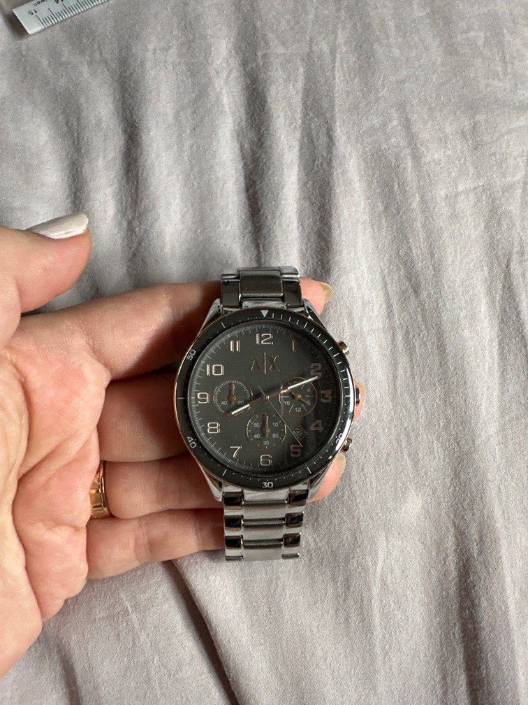Armani Xchange solid stainless steel watch in dual tone rose gold and silver