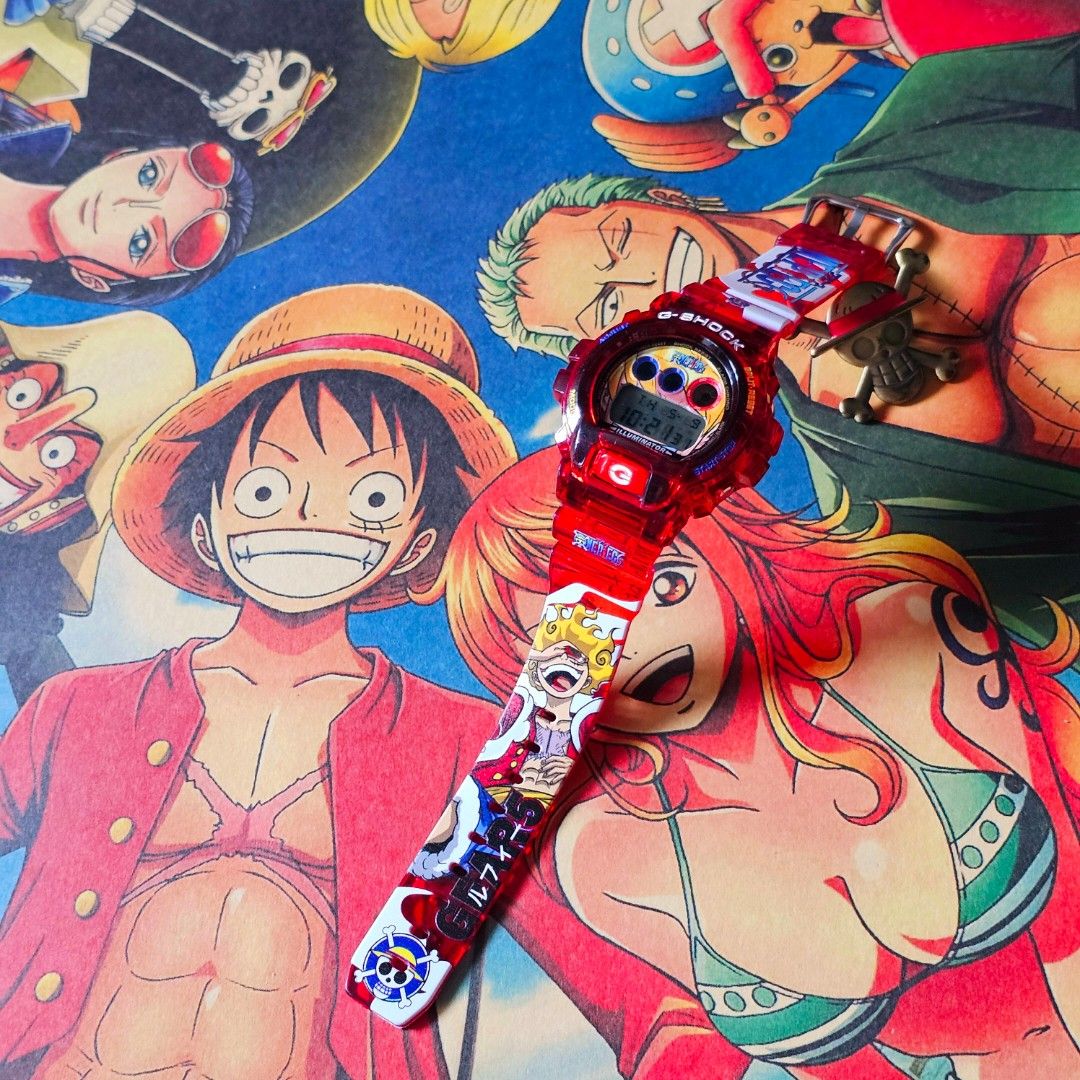Authentic Casio G shock Gshock DW 6900 DW6900 Anime OP One Piece Straw hat Pirate Crew Nakama Luffy Nika Gear 5 custom watch