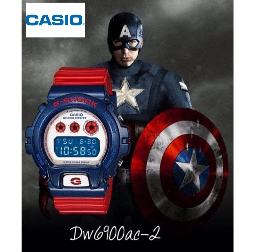 AUTHENTIC Casio G shock Gshock DW 6900AC DW6900AC DW 6900 DW6900 JDT Marvel The Avengers Captain America Collaboration watch