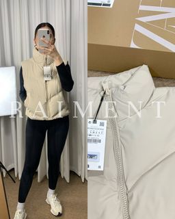 NO LP! AVAILABLE- Brand new zara beige cropped puffer vest (S on tag can fit up to semi large frame)