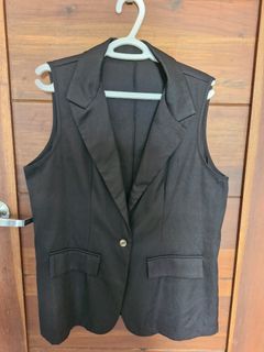 Black Vest Style Office Blazer