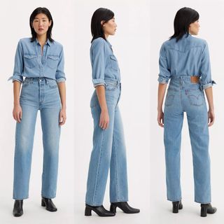 (Brand New With Tags) LEVI’S Premium Ribcage Straight Ankle Women’s High Waist Rise Classic Vintage Button Fly Straight Leg Jeans Pants