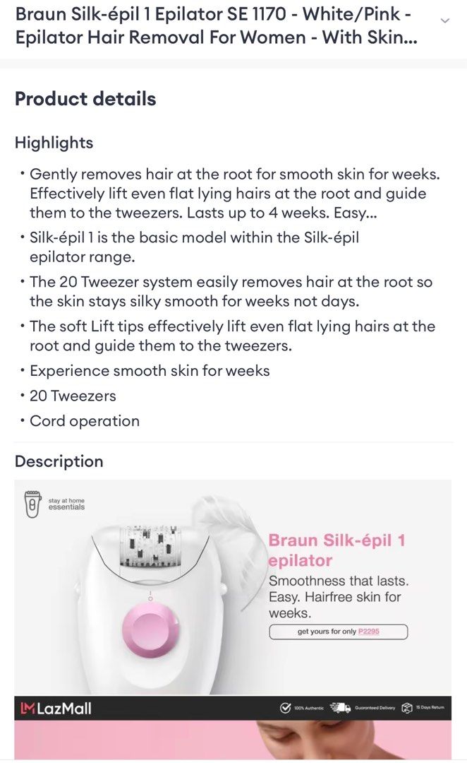 Braun epilator (Category: Hair Removal) located in Calamba. Submitted by letgoclxn2 (Listing ID 1302576581, Image 3). Description: > Bought 2995 Selling 2k > My hair grows thinner lalo na sa legs and arms ko. > Gcash or Paymaya only > No COD, COP and S/CO > Payment first, no reservation > First to pay > Flash express, LBC, and Lalamove/Grab > All items are PRELOVED, please manage your expectation (WYSIWYG) > No asking for more pictures or when wo