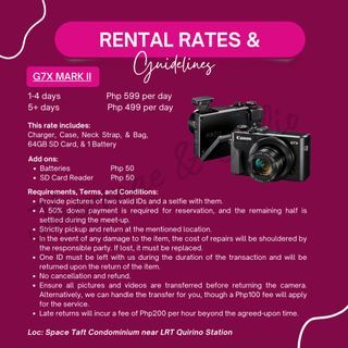 CANON G7x MARK II FOR RENT