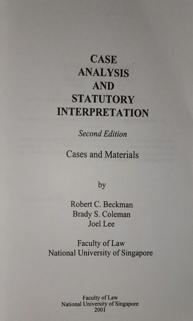 Case Analysis and Statutory Interpretation: Cases and Materials, 2nd ed ...