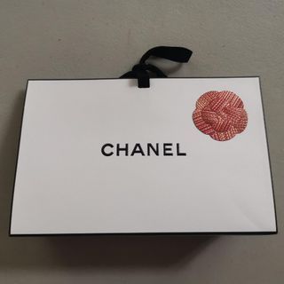 CHANEL paperbag tent-like gift bag with ribbon, RED CAMELLIA and fillers for projects gifts