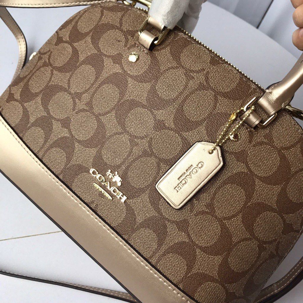 Coach Mini Sierra Satchel Hand Bag Brown Gold