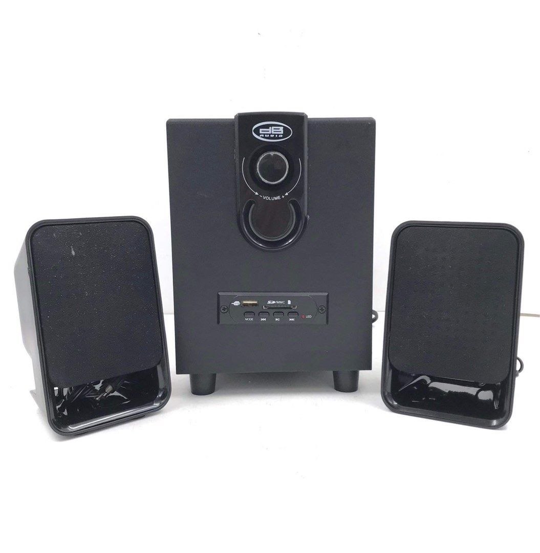 DB AUDIO SUB-X3U 2.1 Multimedia Speakers (Category: Soundbars, Speakers & Amplifiers) located in Pasay City. Submitted by enrico_appliances (Listing ID 1302572894, Image 1). Description: Description: -Power Rating: 230V ~ 50/60Hz - 15 Watts -Unit Model: SUB-X3U -Function: Vol. USB/ SD -Driver unit woofer: 4 inches -Satellite: 3” x 2 -Freq. Response: 50Hz-18KHz -Ideal for home theater, music component setup for indoors NOTE: Please refer to the ac