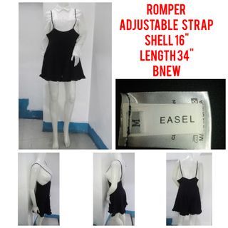 Easel Black Adjustable Strap Romper