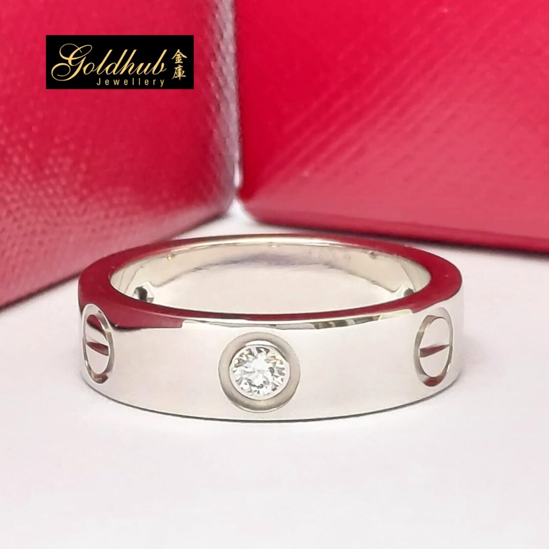 EU Size 54 Cartier Love Ring 3 Diamonds in 750 White Gold DR00824 Luxury Accessories on Carousell