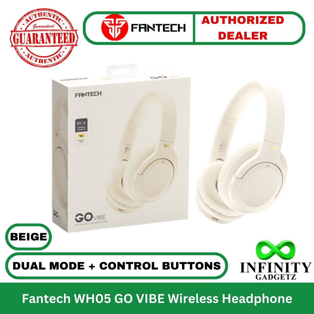 Fantech WH05 GO VIBE Wireless Headphone Dual Mode with Control Buttons ...