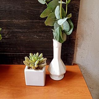 Faux succulent and painted glass vase