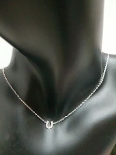 FROM ABROAD: Sterling Silver 925 with Cubic Zirconia Horseshoe 45 cm Necklace A424 Necklaces Protection and Good Luck
