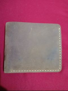 Full grain cow leather bifold wallet in light brown color