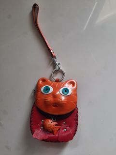Genuine leather cat coin purse