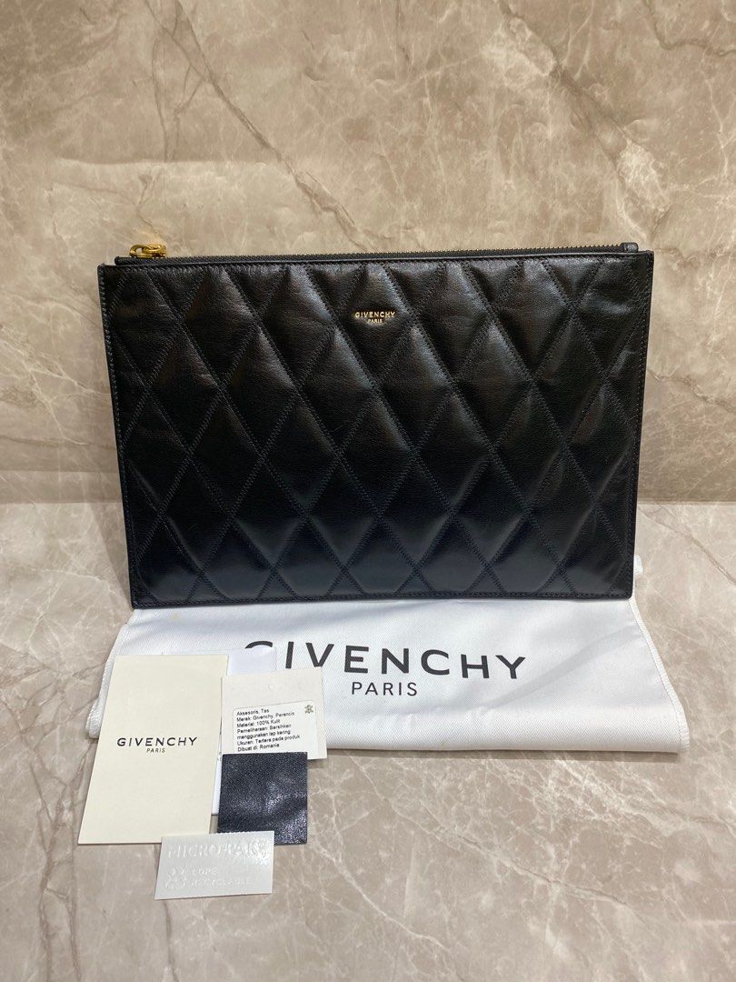 Givenchy pouch clutch medium black 2018 Size 29x19cm Box, dustbag,  booklet, tag, sample leather
