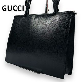 Gucci business bag leather black tote bag briefcase A4