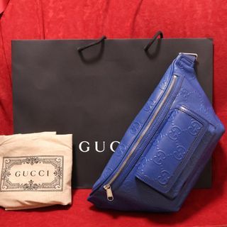 Gucci GG embossed belt bag blue