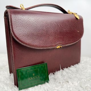 Gucci Handbag Business Bag Bordeaux Flap Leather Gold Hardware