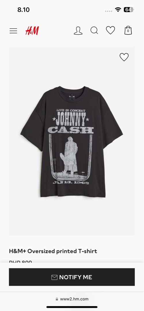 h m johnny cash t shirt