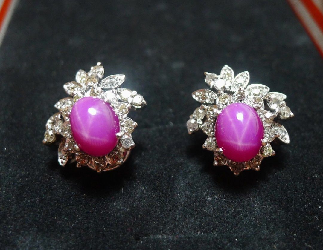 Natural Star ruby's in white gold with diamonds (Category: Earrings) located in Makati City. Submitted by epictiger. (Listing ID 1302663297, Image 3). Description: Natural star ruby's in white gold with diamonds. Earrings and ring. Authentic vintage in very good condition. Sold as set..