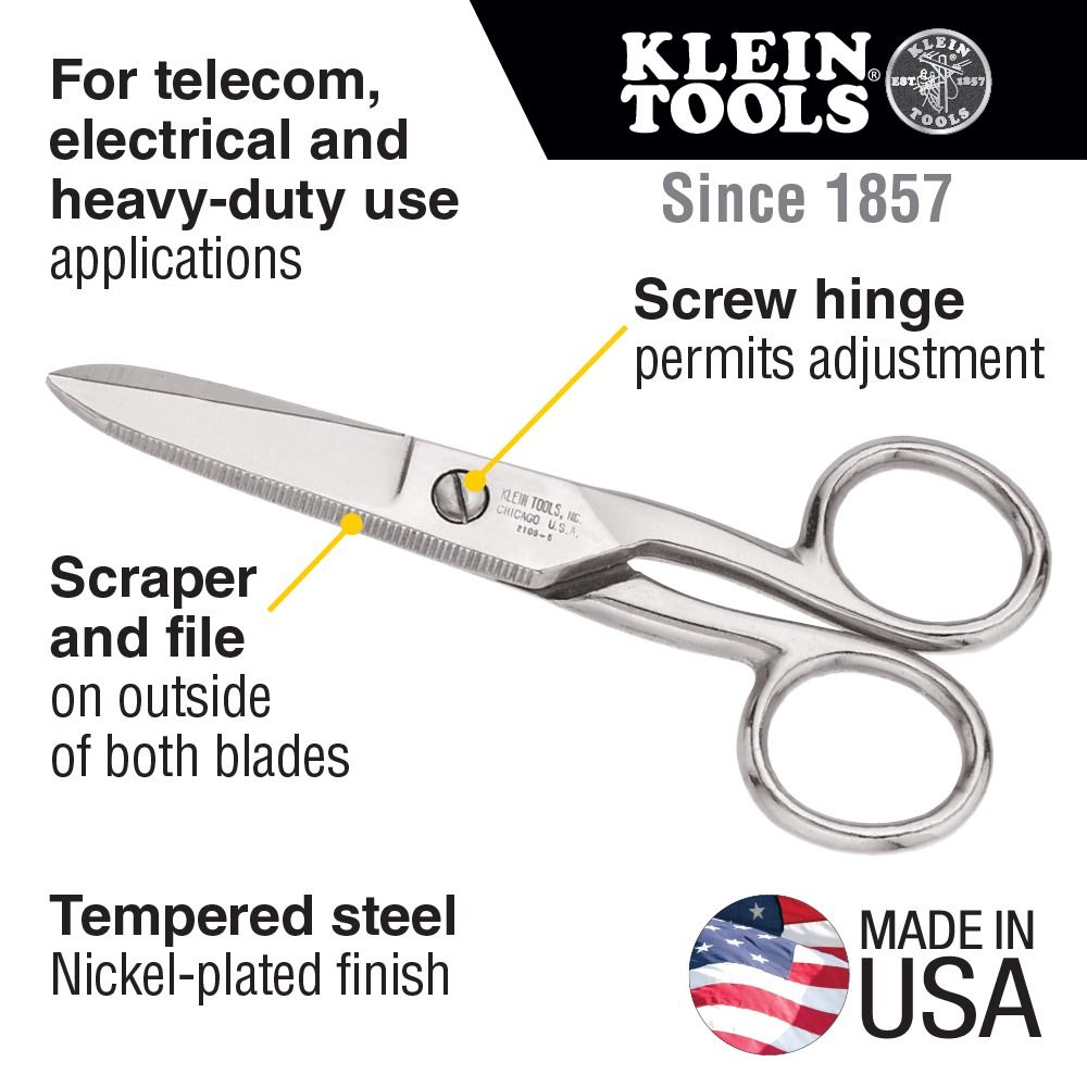 Klein Tools Electricians Scissors 2100-5 (Category: Construction Tools & Equipment) located in Manila. Submitted by homecareph (Listing ID 1301549499, Image 2). Description: 02-07-2026 ✅For Sale !!! ✅Retail / Wholesale ✅KLEIN TOOLS ELECTRICIANS SCISSORS ✅MODEL: 2100-5 • Steel Material / Nickel Plated • Blade Length: 4.8cm • Cutting Length: 4.8cm • Overall Length: 5.25" (13.3cm) • Weight: 91g ✅100% Original ✅Made in USA ✅Quality Guaranteed ✅Pick u