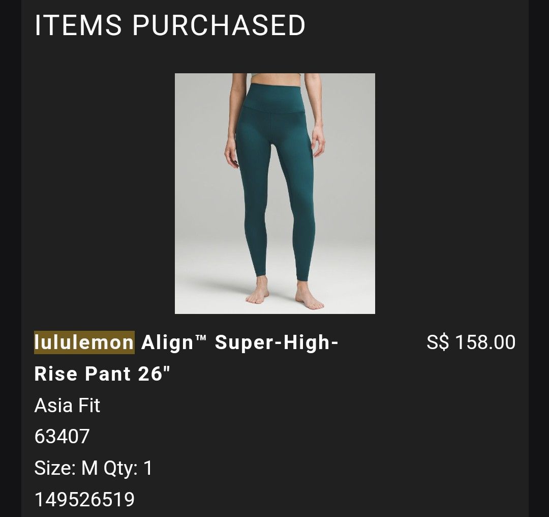 Lululemon Align Super High Rise Pant 26 Asia Fit in STORM TEAL Women s Fashion Activewear on Carousell