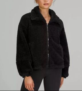 LULULEMON Cinchable Plush Fleece Jacket Full Zip Black Size 4