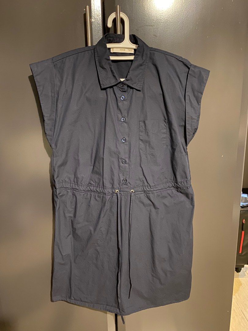 Mango Bow Shirt Dress (Navy) (Category: Dresses) located in Taguig. Submitted by postjoonie (Listing ID 1302653476, Image 3). Description: Short design. Shirt-style. Shirt-style collar. Short sleeve. Front button closure. Elastic waist with tie closure. Patch pocket on the chest. - only wore once for an event! - XS in tag - NO FLAWS - bought in Mango Greenbelt branch my measurements: height: 5’6 weight: 50kg waist: 25in shoulders: 16in.