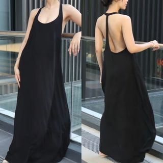 Most Elegant and Sexy Black Flowy Backless Long Dress / Beach Summer Dress
