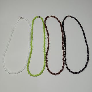Plain Color Beaded Necklace unisex length 14 or 16 inches