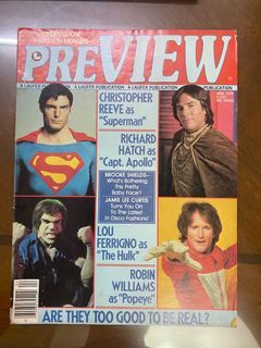 PREVIEW TELEVISION VINTAGE A LAUFER PUBLICATION APRIL 1979 - Christopher Reeve as Superman The Hulk