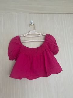Puff sleeve Hot Pink Top