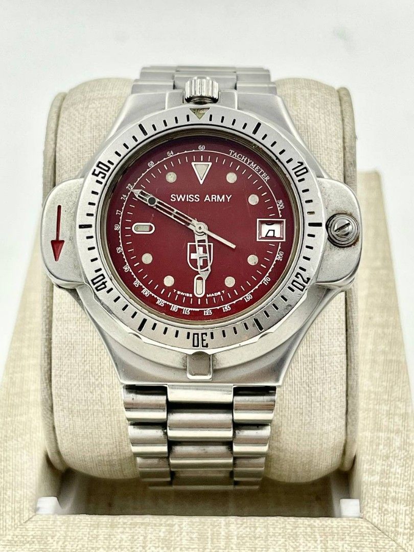 Rare Swiss Army Texswiss Compass Red Dial Steel