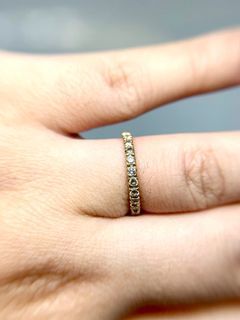 Real 14K Yellow Gold Full Eternity Ring with Natural Earth Mined Diamonds •