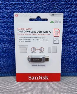 SanDisk Ultra Dual Drive Luxe 256GB USB 3.2 Gen 1 Type-C Flash Drive OTG Silver