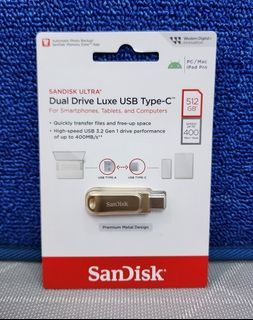 SanDisk Ultra Dual Drive Luxe 512GB USB 3.2 Gen 1 Type-C Flash Drive OTG Gold