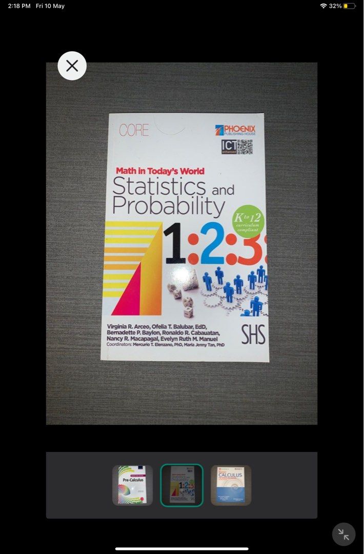 senior High school math book (Category: Textbooks) located in Quezon City. Submitted by oreo0505 (Listing ID 1302619476, Image 1). Description: .